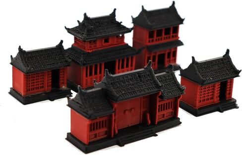 Karesansui 4 صينية صينية صغيرة للديكور ، الهندسة المعمارية الصينية ديوراما ، إكسسوارات حديقة خرافية ، ديكور بالوداريوم ، Zen Garden Kit ، معبد مصغر ، ديكور الرف in Saudi Arabia