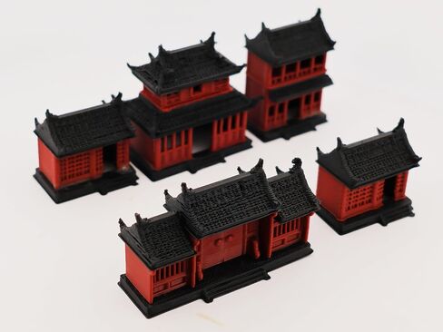 Karesansui 4 صينية صينية صغيرة للديكور ، الهندسة المعمارية الصينية ديوراما ، إكسسوارات حديقة خرافية ، ديكور بالوداريوم ، Zen Garden Kit ، معبد مصغر ، ديكور الرف in Saudi Arabia