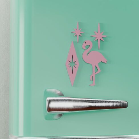 Atomic Flamingo Diamonds Starburst Midcentury Modern Fridge Magnets Art Refrigerator Kitchen Décor 1960s Retro 50s Home Office MCM (Teal) in Kuwait