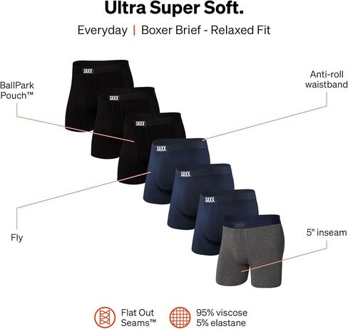 SAXX Men's Underwear - Ultra Super Soft Boxer Brief Fly 7Pk with Built-in Pouch Support - Underwear for Men in Saudi Arabia