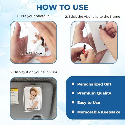 مقطع مقاورة عيد الأب المخصصة - أفضل أبي على الإطلاق إطار صورة السيارة | Polaroid Style Car Car Photo Clip | مخصصة هدية حامل صورة Sun Sun Visor لأبي من الابن أو الابنة in Kuwait