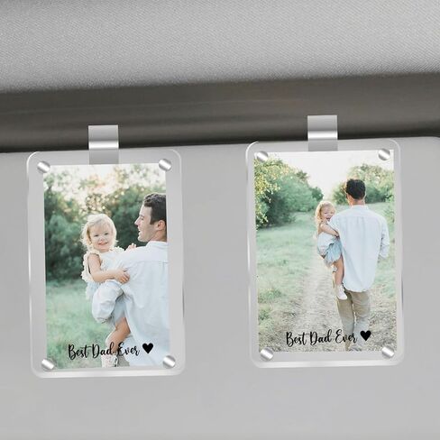 مقطع مقاورة عيد الأب المخصصة - أفضل أبي على الإطلاق إطار صورة السيارة | Polaroid Style Car Car Photo Clip | مخصصة هدية حامل صورة Sun Sun Visor لأبي من الابن أو الابنة in Kuwait