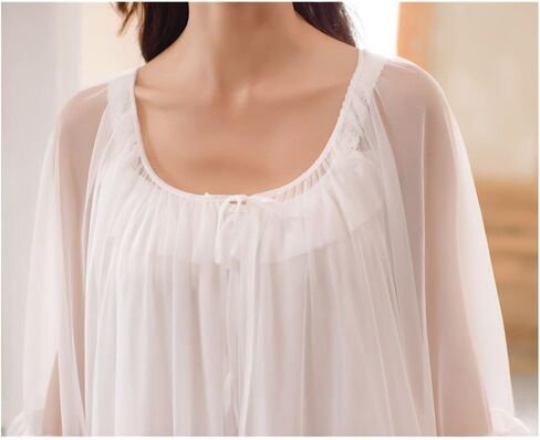 Womens Sexy Vintage Loungedress Nightgown 2 pcs Victorian Sleepwear Nightshirt Girls Pajamas (Light Pink) in Saudi Arabia