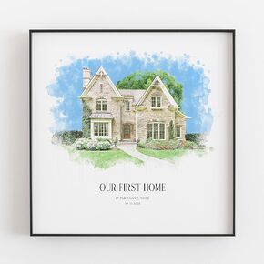Personalised Watercolour House Portrait, New Home Print Gift, Housewarming Gift, House Sketch, Venue Drawing, Our First Home, Realtor Gift, V1 House Print-8x10