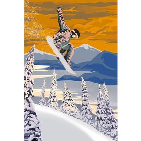 Retro Style Snowboard Poster Art Doom Retro Posters & Prints on Canvas Wall Art Poster for Room Decor Unframe Full Size