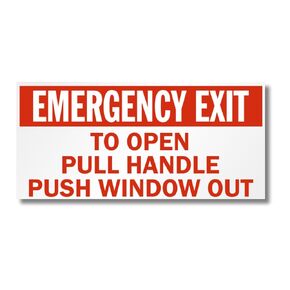 EMERGENCY EXIT Pull Handle Push Window Out Safety Label Decal Sticker, 5 Inches