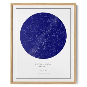 CELESTORY Custom Star Map Framed Night Sky Print Constellation Map Star Chart Gift Wall Art Poster Personalized Star Map for Specific Date Unique Gifts for Him Meaningful Gifts for Her - Midnight Blue
