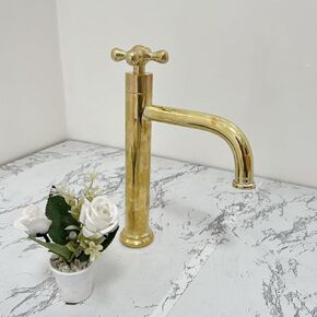 Premium Unlacquered Brass Water Dispenser Faucet - Single Hole, Vintage Style Faucet, Faucet for Vanity, Brass kitchen faucet, Water Tap (Handle Style A)