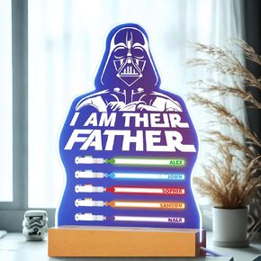 Personalized Gifts Fathers Day - Custom Name Lightsaber 3D Night Light, I Am Their Father Sign Lamp, Customized Gifts for Dad and Husband from Son Daughter And Wife.