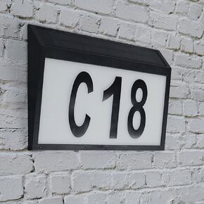 Solar LED Light House Number Wall Plaque Sign, House Numbers Address Light, Solar Powered Wall Mount Address Plaque LED Light Illuminated Door Numbers for Houses Garden Street (One)