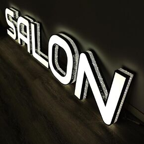 Outdoor Large Lighted Letter 10 to 20 Inch Tall Channel Letters Stainless Steel Lighted Business Signs for Storefront Branding Signage (12 letters)