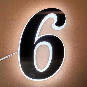 Lighted House Number 7 Inch LED Illuminated Weather-proof Backlit Address Numbers for Home Decor Gift for House Warming (Number 6#, 7" height)