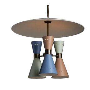 Mid Century 6 Light Colorful Modern Ceiling Pendant Sputnik chandelier Light Fixture for Kitchen Living Dining Room Restaurant