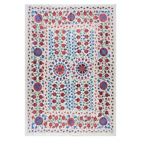 6.3x8.3 Ft Suzani Fabric Silk Embroidery Bedspread, Traditional New Wall Hanging from Turkey. RS143