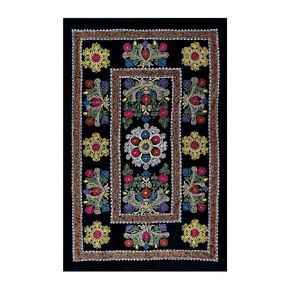 4.5x6.8 Ft Unique Vintage Silk Hand Embroidered Suzani Bed Cover from Turkey, Ca 1970. RS91