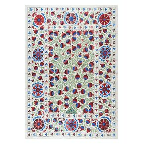 6.3x8 Ft Suzani Fabric Silk Embroidery Bedspread, Traditional New Wall Hanging from Turkey. RS142