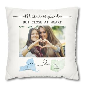 Custom States Long Distance Pillow Gift for Best Friends Sisters Parents College Send-Off Gift Going Away Grandparent Moving Personalized Present