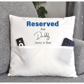وسادة مخصصة مع جيوب ، مخصصة لوسادة Granddad Cushion مخصصة للجد أو أبي مع نظارات حامل عن بعد Dad's Spot Pillow Fead Adder Addail Address for Daddy أو Uncle
