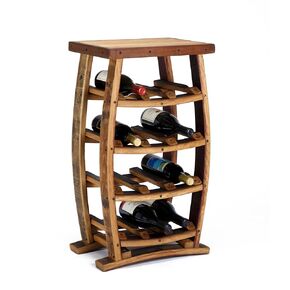 Rustic Oak Wine Rack, 12 Bottle Capacity, 5 Tier Design