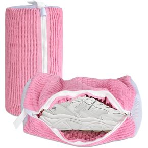 10 قطع من حقائب أحذية السفر مع حبل لتنظيم تخزين الأحذية الكبيرة للرجال والنساء، حقائب برباط شفاف، وردي in Kuwait