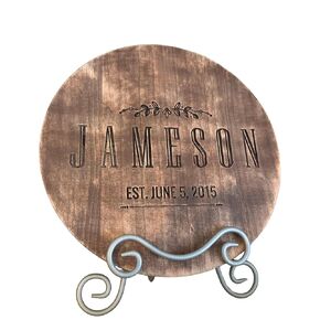 Personalized Wooden Lazy Susan for Dining Table with Round Turntable - Family Name, House Warming Gift, Realtor Gift Idea, New House Gift