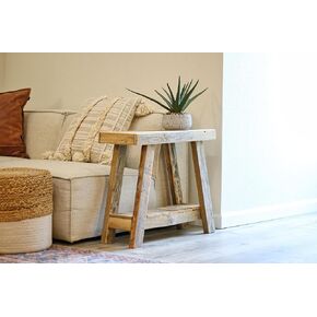 Aztec A-Frame Side Table ؛ طاولة نهاية الخشب المستصلحة (طبيعي)
