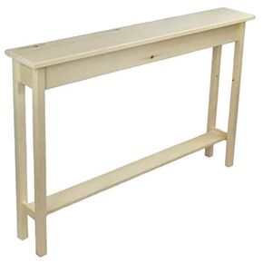 60" Narrow Console Sofa Table - Unfinished Foyer Pine Table With Bottom Storage Shelf