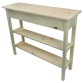 36" Unfinished Pine Console Sofa Table with 2 Bottom Shelfs