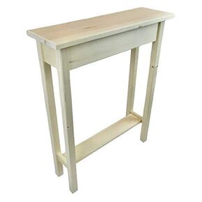 24" Narrow Console Sofa Table - Unfinished Foyer Pine Table With Bottom Storage Shelf
