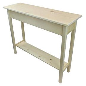 36" Unfinished Pine Console Sofa Table with Bottom Shelf
