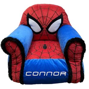 Customized Spider Sherpa Lined Kids Chair| Man| Superhero Spidey Plush Memory Foam Chair| Personalize with Name