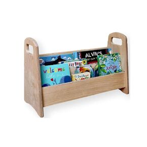 Montessori Wooden Freestanding Bookshelf | Minimalist Natural Wood Book Organizer for Toddlers & Kids | Open Shelf Storage Unit for Toys, Books & Educational Materials | Child-Sized Book Rack (Small)