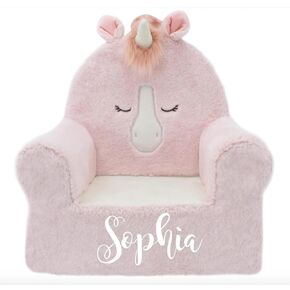Personalized Cozy Pink Unicorn Kids Chair| Furry Toddler Memory Foam Room Decor| Boys Girls Playroom Bedroom Animal Sofa Chair| Add Name for Extra Cuteness| Cozy Pink Unicorn Chair
