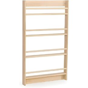 Handmade Montessori Kids 4 Tier Solid Wood Bookshelf Nursery | 3.6’’ D x 23.6’’ W x 48’’ H Wall Mounted Pine Tree Bookcase Rack Shelf Toy Storage Organiser (Nature, 3.6’’ D x 23.6’’ W x 48’’ H)
