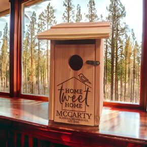 Personalized Bird House, Custom Cedar Bird House, Unique Closing Gift, New Home Gift, Birthday Gift, Bird Watcher, Outdoor Bird House