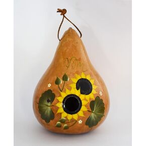 Sunflower Floral Birdhouse Handmade from a Gourd