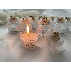 Personalized Candle Favors Set of 5 – Handmade Wedding, Bridal Shower, Baby Shower, Birthday, Party Return or Thank You Gifts – Unique Rustic Guest Favors (Bulk Options:5-10-20-30-50-100 Pcs)