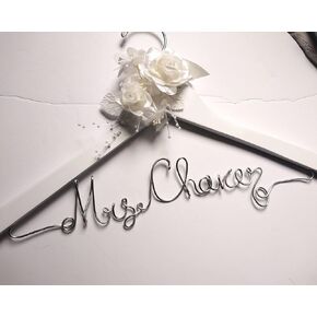 Personalized Bride Hanger for Wedding Dress With Flowers White or Ivory