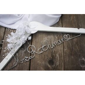 Personalized Bride Hanger With White or Ivory Flowers