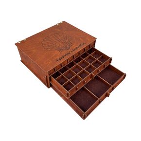 Custom Wooden Fossil Collection Storage Box – Personalized Drawer Case for Shark Tooth, Fossil Display & Organization
