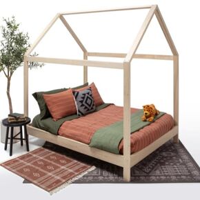 Montessori House Bed, Handcrafted Poplar Wood, With or Without Legs, Assembly Required (Queen, Queen House Bed Without Legs)