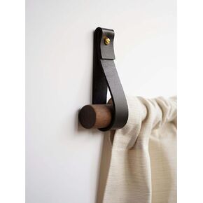 KEYAIIRA - Curtain rod holder leather curtain rod bracket holders leather loop strap for wall boho pole hanger wall blanket display farm house style