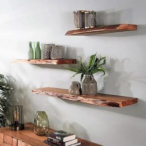 30 inches Live Edge Floating Wall Shelf, Rustic Wood Wall Shelf for Living Room, Kitchen, Office, Bedroom, 3 Different Length Options (Each length is listed separately.)