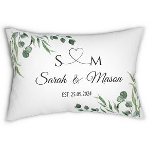 Personalized Wedding Gift Pillow with Couple Names & Date Custom Monogram Cushion for Marriage Anniversary Housewarming Present Romantic Keepsake Gift Idea for Groom &Bride Custom Throw Pillow