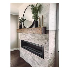 Wood Fireplace Mantel, Hand Crafted Rustic Floating Fireplace Mantle Shelf For Living Room, Farmhouse Wood Mantel, Distressed Mantle With Mounting Bracket, USA Made (Brown, 5.5"H x 7.25"D x 60"L)