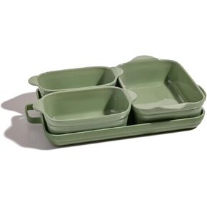 Our Place Bakeware Set | 5-Piece Nonstick, Toxin-Free, Ceramic, Cast Aluminum Set with Oven Pan, Bakers, & Oven Mat | Space-Saving Nesting Design | Oven-Safe | Bake, Roast, Griddle and more | Sage