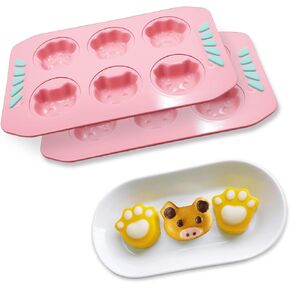 Madeline Pans ، Madeline Madeline 6 -Cavity Carbon ، وبرامج الخنزير على شكل خنازير على شكل خنازير من أجل الخبز لعلاج الحلوى الشوكولاتة - حزمان ، وردي ، وردي