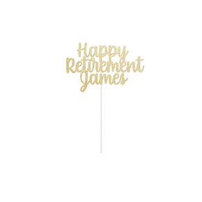 Custom Happy Retirement Cake Topper Personalized Name Any Color