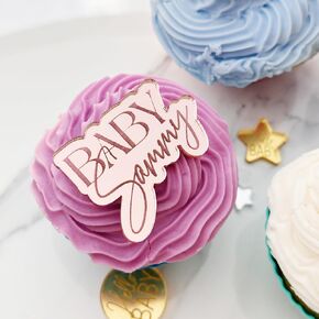 (12 Pack) Custom Acrylic Baby Shower Cupcake Toppers | Oh Baby Cupcake Toppers | Gender Reveal | Decoration Baby Shower Welcome Baby Cupcake Toppers Cupcakes Decor Boy Girl