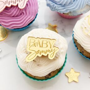 (12 PACK) Custom Acrylic Baby Shower Cupcake Toppers | Oh Baby Cupcake Toppers | Gender Reveal | Decoration Baby Shower Welcome Baby Cupcake Toppers Cupcakes Decor Boy Girl